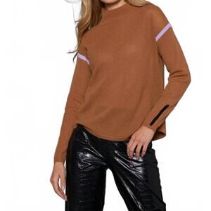 NEW LISA TODD refined bourbon sweater in brown
